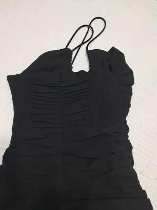 Vestido fiesta negro tirantes fruncido