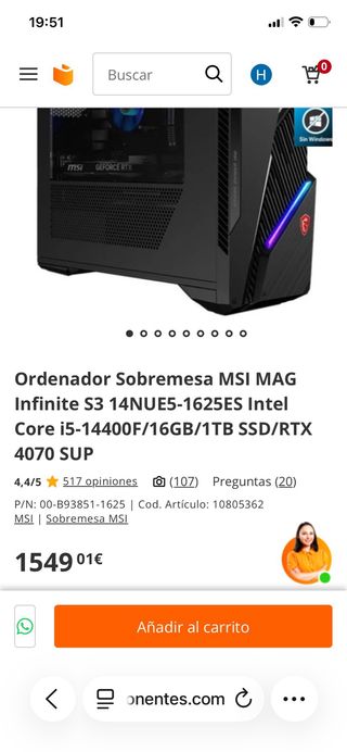 PC Gaming MSI - RTX 4070 SUPER (12 GB) + i5 14400F