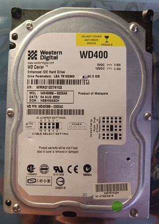 2x WD Caviar 40GB IDE Discos Duros
