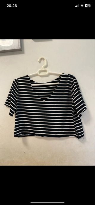 Camiseta Rayas Blanca y Negra Corta