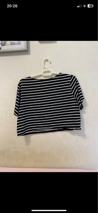 Camiseta Rayas Blanca y Negra Corta