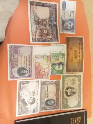 Lote Billetes Antiguos Pesetas España son 9billete