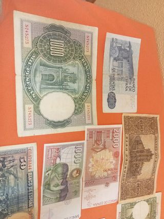 Lote Billetes Antiguos Pesetas España son 9billete