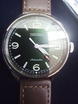 Reloj Seiko Automático Verde Correa Marrón
