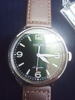 Reloj Seiko Automático Verde Correa Marrón