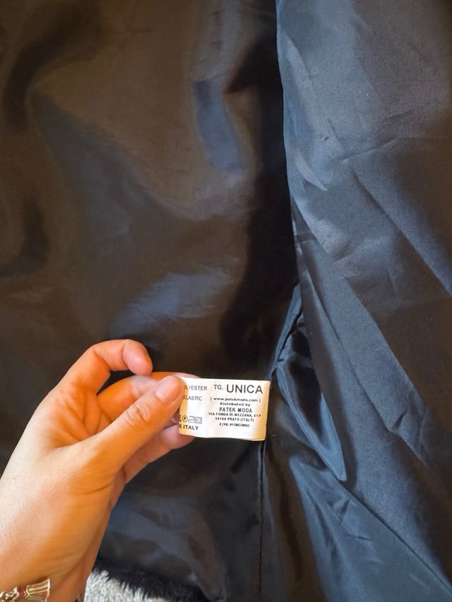 Pelliccia Patek Moda Nera Taglia Unica