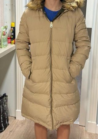 Abrigo reversible invierno verde y beige