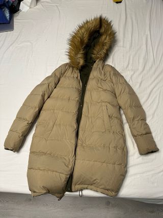 Abrigo reversible invierno verde y beige