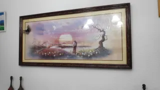 Cuadro romántico pareja atardecer