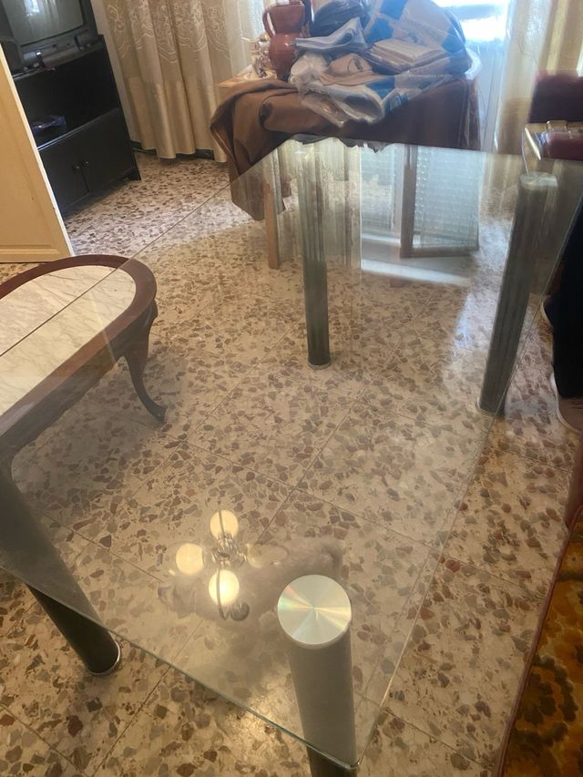 Mesa de oficina cristal y metal