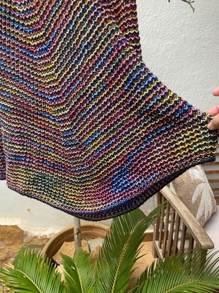 Jersey de punto crochet asimétrico multicolor