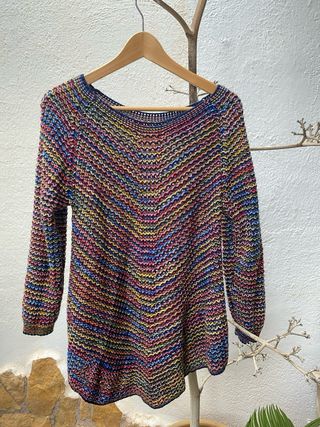 Jersey de punto crochet asimétrico multicolor