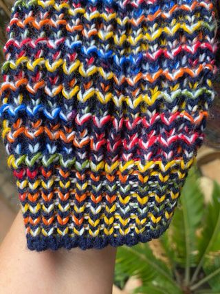 Jersey de punto crochet asimétrico multicolor