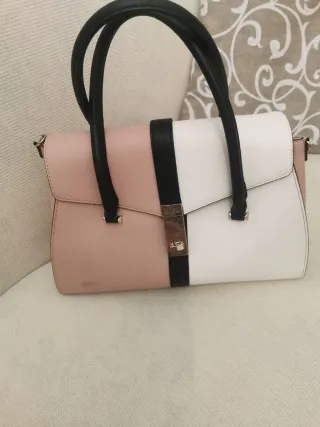 Borsa a mano bicolore rosa e bianca