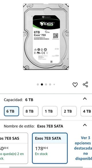 Disco duro Seagate Exos 7E8 6TB 7200 RPM