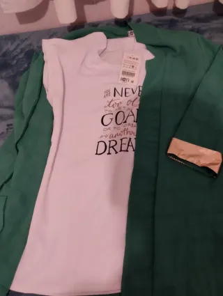 Conjunto mujer talla M verde y blanco