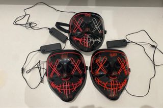 3 Máscaras luz LED Disfraz Hallowen 