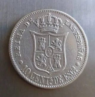 Moneda plata 10 céntimos Escudo 1865