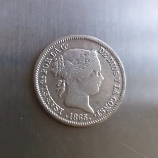 Moneda plata 10 céntimos Escudo 1865