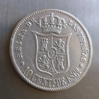 Moneda plata 10 céntimos Escudo 1865