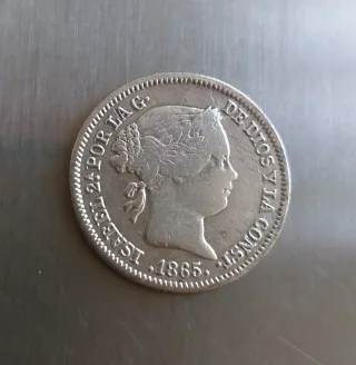 Moneda plata 10 céntimos Escudo 1865