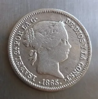 Moneda plata 10 céntimos Escudo 1865