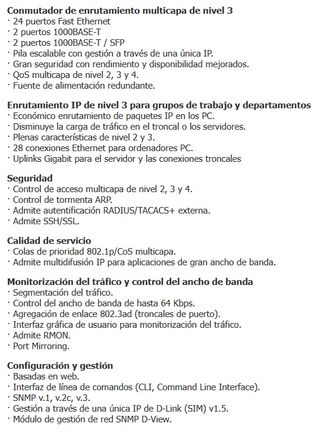 Switch D-Link DES-3828 24 Puertos Nivel 3