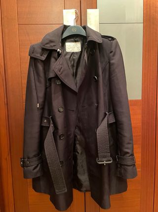 Gabardina Zara Negra Talla M