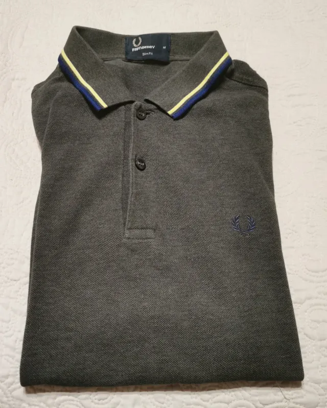 Polo Fred Perry gris oscuro M slim fit