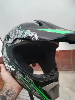 Casco Motocross Niño Negro Verde
