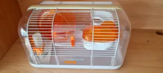 Jaula para hámster con rueda interior naranja