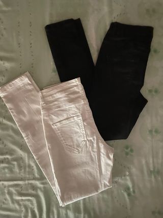 Lote 2 pantalones pitillo negros y blancos