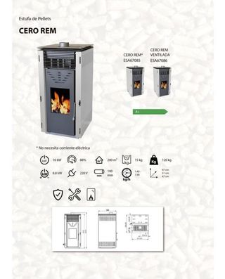 Estufa de pellets nueva CERO REM - 10 kW ESA67085C
