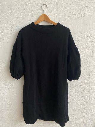 Vestido negro mangas globo Talla M