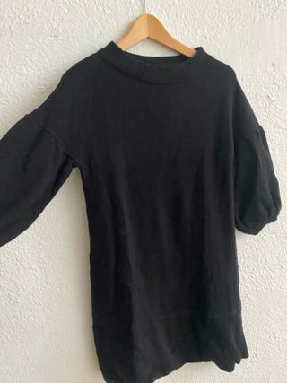 Vestido negro mangas globo Talla M