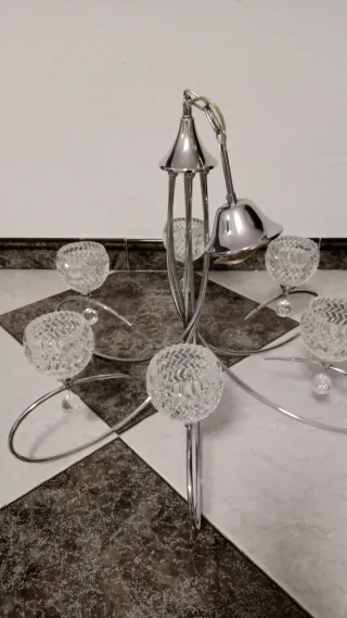 Lámpara de techo cromada 6 luces cristal