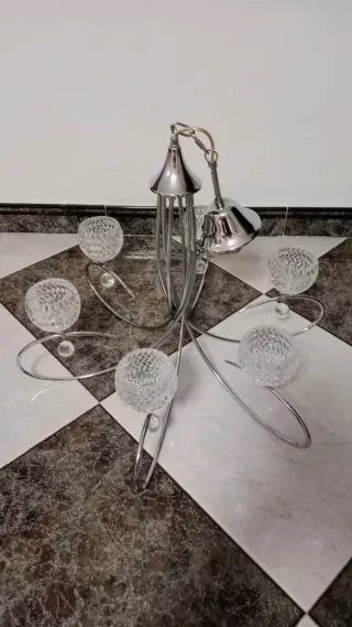 Lámpara de techo cromada 6 luces cristal
