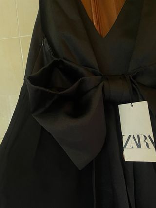 Vestido Zara Negro Lazos