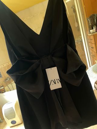 Vestido Zara Negro Lazos
