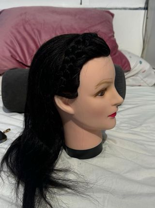 Cabeza maniquí pelo natural para prácticas