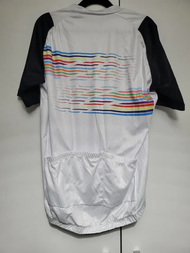 Maillot Ciclismo Blanco con Rayas Colores