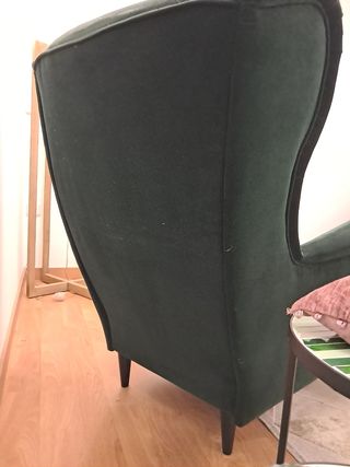 Sillón STRANDMON orejero terciopelo verde