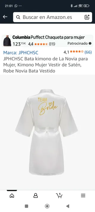 Bata kimono Novia Satén