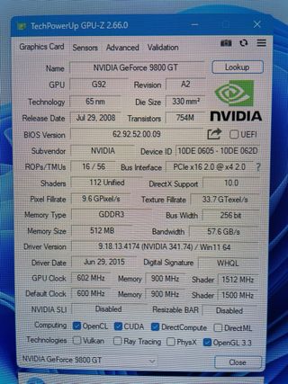 Tarjeta Gráfica Nvidia GeForce 9800 GT