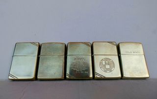 Set 5 Accendini Zippo Replica Vintage Solid Brass.