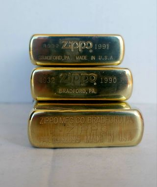 Set 5 Accendini Zippo Replica Vintage Solid Brass.