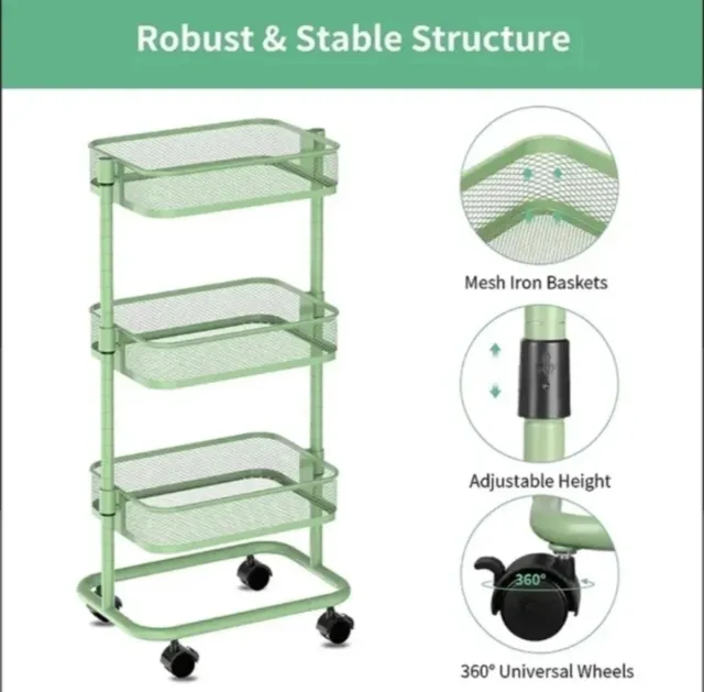 Carrito de metal 3 estantes nuevo a estrenar