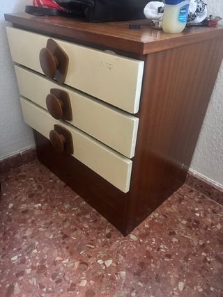 Base Cama Madera de 90 cm Marrón y mesita de noch