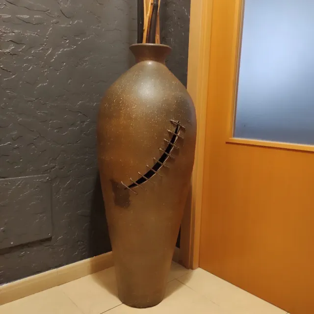 Jarrón Cerámica Grande Marrón Dorado 102x35