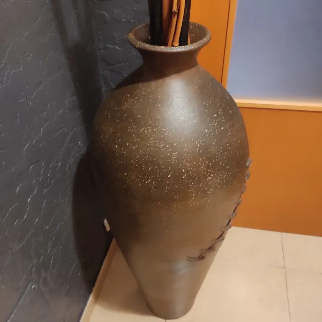 Jarrón Cerámica Grande Marrón Dorado 102x35